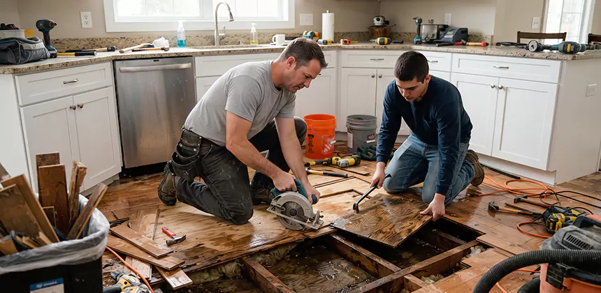 Kitchen Floor Water Damage Repair in Desoto